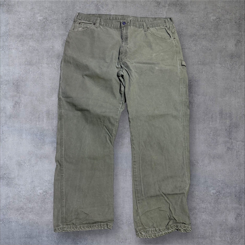 Dickies Men's‎ Nicely Faded Army Green Carpenter Relaxed Fit Pants size 42x31